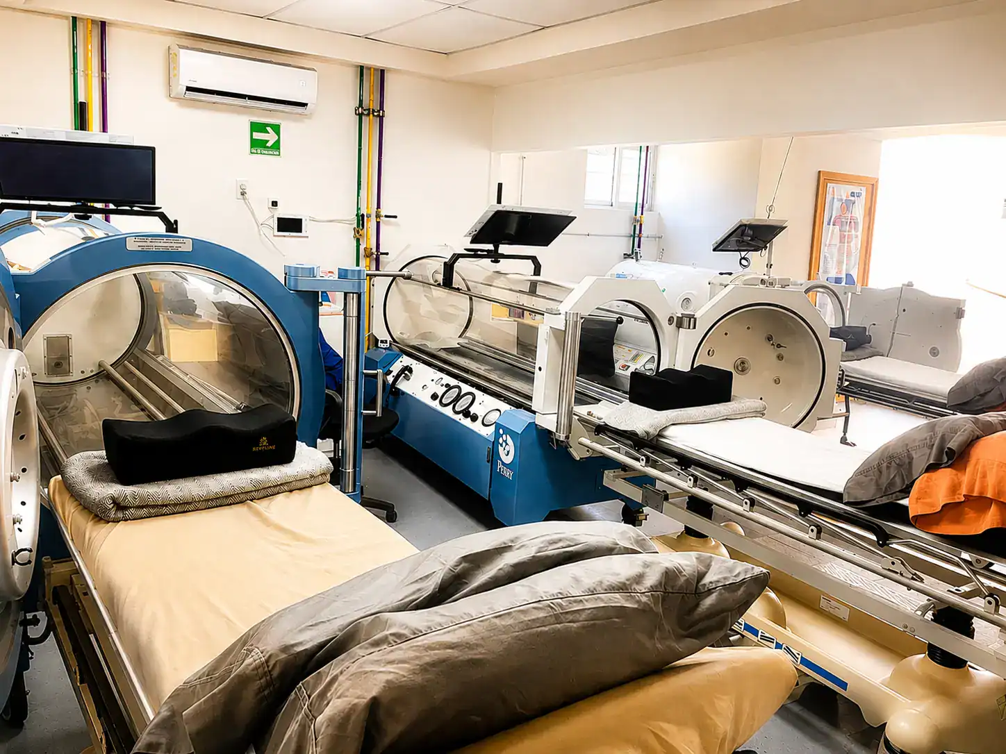 Sala con tres cámaras hiperbáricas rígidas individuales en Tijuana